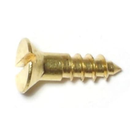 Midwest Fastener Wood Screw, #6, 1/2 in, Plain Brass Oval Head Slotted Drive, 48 PK 61642